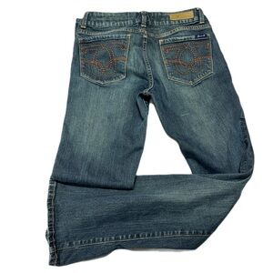 Seven7 Relaxed Fit Blue Bootcut Jeans with Orange Stitching Size 32